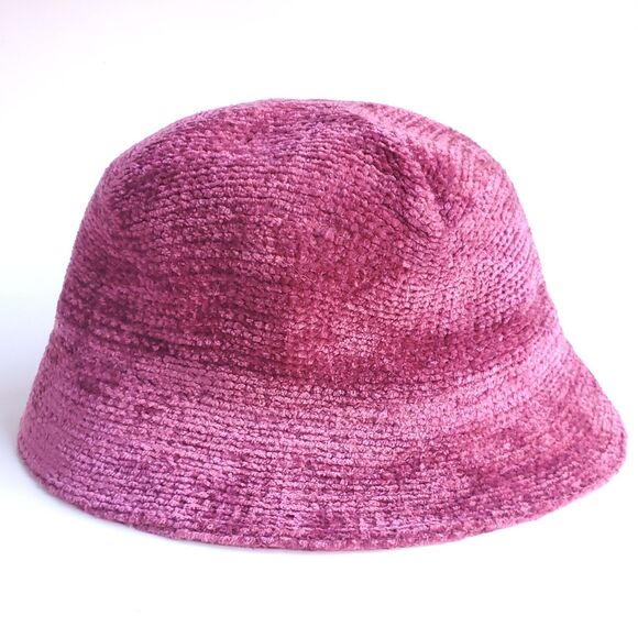 Vintage Charter Club Bucket Hat Chenille Raspberry Red Dark Rose 21.5 inch Band - Picture 6 of 9
